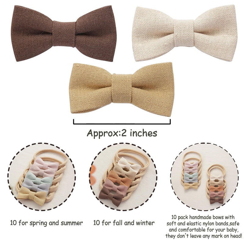 Fancy Clouds Baby Girl Bows and Headbands,10 Pack of Stretchy Soft Nylon Hairbands Hair Bows for Newborns, Infants, Toddlers - Handmade Baby Hair Accessories for Girls Gifts Photo - Image 2